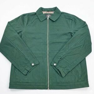Volcom Oak Drive Jacket Mens Small Green Plaid Lined Full Zip Cotton